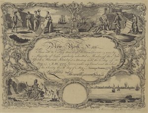 Osvědčení o členství v New York Marine Society, 1773 od English School