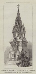 Memorial Fountain, Guildhall Yard, Londýn, pan John Robinson, architekt, pan Joseph Durham, ARA, sochař (rytina) od English School
