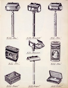 Pánské holicí potřeby, z obchodního katalogu domácího zboží a příslušenství, cca 1890-1910 od English School