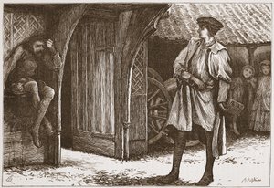 Millon and the Lutheran, ilustrace z Historie protestantismu od Jamese Aitkena Wylie (1808-1890), pub. 1878 od English School