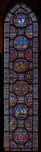 Miracle Window zobrazující příběhy Johna Roxborougha a Henryho Beche od English School
