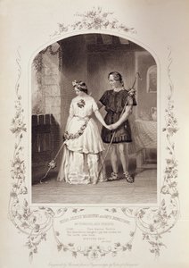 Slečna Jenny Marston jako Perdita a pan F. Robinson jako Florizel, dějství IV, scéna 3, v Zimním příběhu od Williama Shakespeara (1564-1616) vyrytým Thomasem Sherrattem (fl.1860-80) z daguerrotypie od Pa od English School