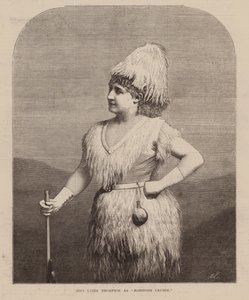Slečna Lydia Thompsonová jako "Robinson Crusoe" (rytina) od English School