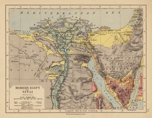 Moderní Egypt a Sinaj (barevná litografie) od English School