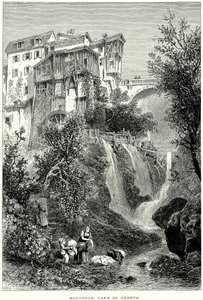 Montreux, Ženevské jezero (rytina) od English School
