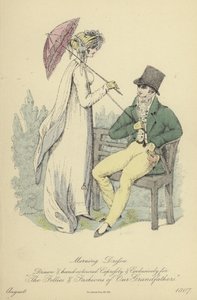 Ranní a večerní šaty pro dámy a pány (barevné gravírování) od English School