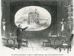Pan Bunn na jevišti v divadle St Jamess - Scéna divadla Blackfriars Theatre od English School