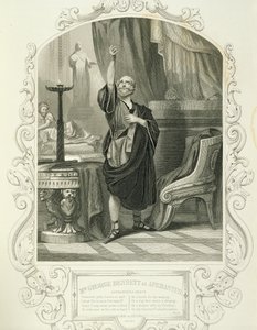 Pan George Bennett jako Apemantus, dějství I, scéna 2, v Timon of Athens od Williama Shakespeara (1564-1616) od English School