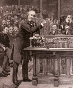 Pan Gladstone vysvětlující Dolní sněmovně svůj plán pro vládu Irska, z „The Illustrated London News“, 17. dubna 1886 od English School