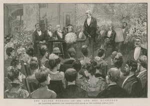 Pan Gladstone přebírá pamětní album v National Liberal Club od English School