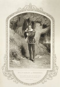 Pan J.P. Harley jako Touchstone, dějství V. scéna 1, v Jak se vám líbí od Williama Shakespeara (1564-1616) vyrytý Georgem Hollisem (1792-1842) z daguerrotypie od J.P. Mayalla (1810-1901) od English School