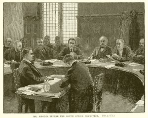 Pan Rhodes před jihoafrickým výborem od English School