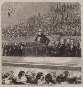 Pan Thackeray přednáší v Edinburghu (rytina) od English School