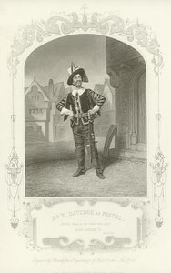 Pan W Davidge jako pistole, král Jindřich V., dějství II, scéna I od English School
