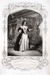 Paní Fitzwilliamová jako paní Page, dějství II, scéna 1, ve filmu Veselé paničky z Windsoru od Williama Shakespeara (1564-1616) vyryté Thomasem Sherrattem (fl. 1860-80) z daguerrotypie JP Mayalla (1810-1901) ( rytina) od English School