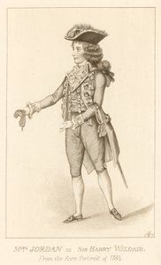 Paní Jordan jako sir Harry Wildair ze vzácného portrétu z roku 1788 od English School