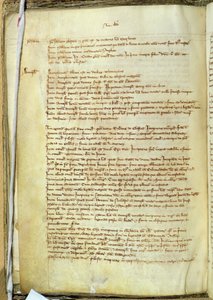Ms.25516 fol.18v Liber I inventáře knih v katedrále St. Pauls, konec 13. století od English School
