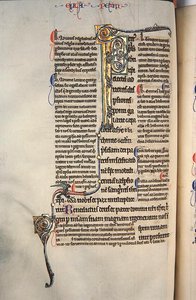 Ms.27, f.97v: Stránka z lesklé kopie Nového zákona (vellum) od English School