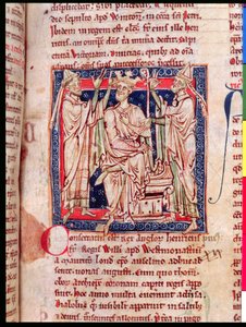Ms 6712 (A.6.89) fol.129r Jindřich I. (1068-1135), miniatura z Flores Historiarum, Matthew Paris, 1250-52 od English School