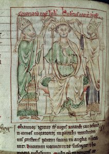 Ms 6712 (A.6.89) fol.144v King John (1167-1216), miniatura z Flores Historiarum, od Matthew Paris, 1250-52 od English School