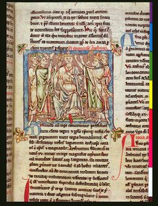Ms 6712 (A.6.89) fol.53 Král Artuš, miniatura z Flores Historiarum, od Matthew Paris, kolem 1250-52 od English School