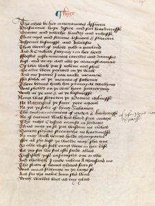 Paní New Coll 314, f19r, The Canterbury Tales od Geoffreyho Chaucera (pero a inkoust na pergamenu) od English School