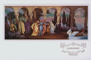 Nástěnné malby v restauraci Peter Robinson: Lohengrin (barevné lito) od English School