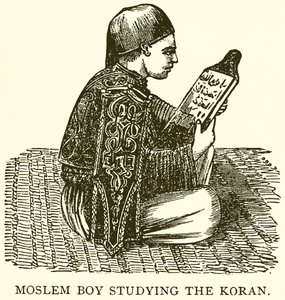 Muslimský chlapec studuje Korán od English School