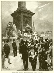 Nelson Day: Scéna na Trafalgar Square v Londýně od English School