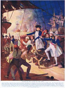 Nelson v bitvě na Nilu, ilustrace z Hutchinsons History of the Nations, kolem roku 1910 od English School