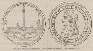 Nelsons Medal, distribuovaný v nemocnici Greenwich od English School