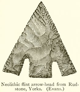 Neolitický pazourek Arrow-Head z Rudstone, Yorks. (Evans) od English School