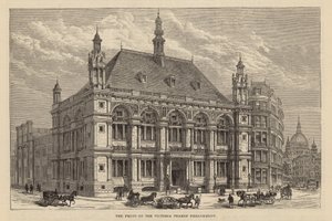 Nové budovy City of London School: Přední část na nábřeží Victoria Thames od English School