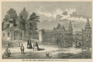 Nová brána a lóže, Kensington, naproti Prince Albert Road, Hyde Park od English School