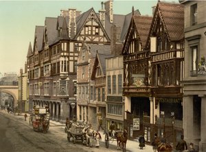 Newgate Street, Chester (ručně kolorovaná fotografie) od English School