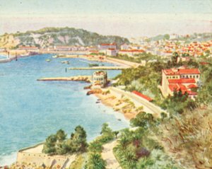 Nice a Baie des Anges (barevná litografie) od English School