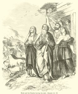 Noe a jeho rodina opouštějí archu, Genesis, viii, 16 od English School