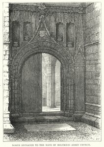 Severní vchod do kostela Nave of Holyrood Abbey Church (rytina) od English School