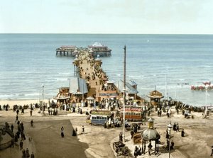 North Pier, Blackpool (ručně kolorovaná fotografie) od English School