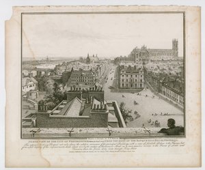 Severní pohled na město Westminster ze střechy Banqueting House, Whitehall od English School