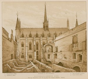 Severní strana budovy Guildhall, Londýn od English School