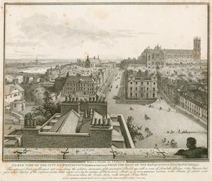 Severní pohled na Westminster ze střechy Banqueting House, Whitehall od English School