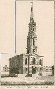 Severozápadní pohled na St Giles Church in the Fields, Londýn od English School