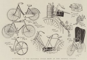 Novinky na Národní cyklistické výstavě v Crystal Palace (rytina) od English School