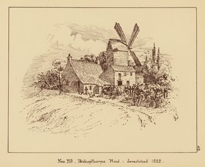 Nun Mill, Bishopthorpe Road, zbořen 1882 (litografie) od English School