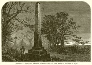 Obelisk u Chipping Barnet na památku bitvy, vybojované v roce 1471