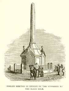 Obelisk vztyčený na památku trpících v Černé díře v Kalkatě od English School