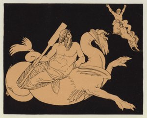 Oceanus na okřídleném oři (barevná litografie) od English School