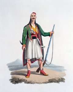 Důstojník Spahis, 1818 (barevná akvatinta) od English School