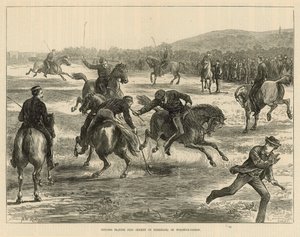 Důstojníci hrající pólo (hokej na koních) na Woolwich Common od English School